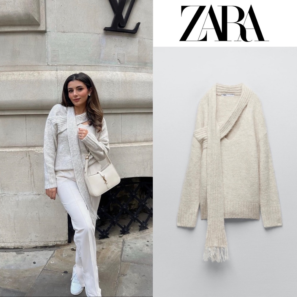 NWOT ZARA knit sweater with scarf